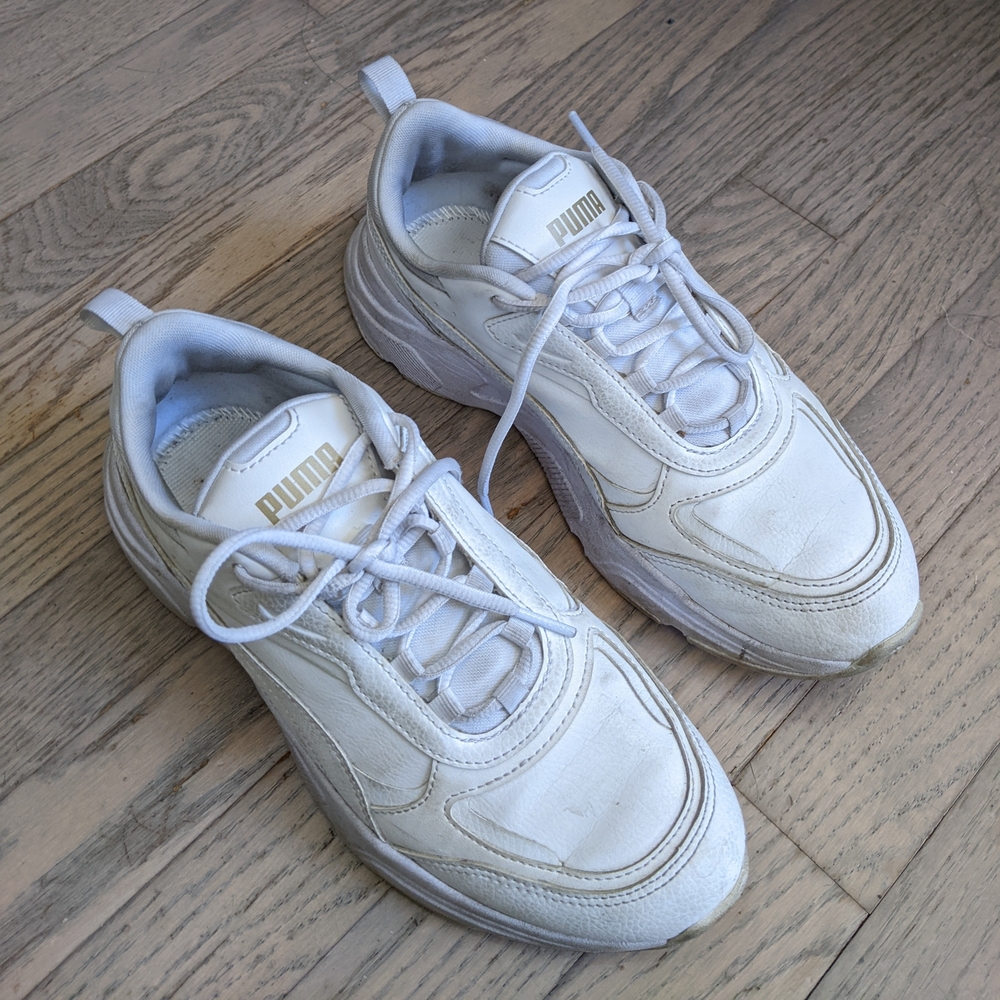 Puma Classic Leather White Sneakers Shoes, Women's 7.5